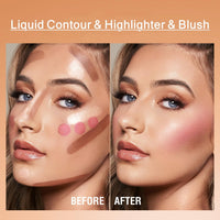 HOPHAT 3 Pack Liquid Contour & Highlighter & Blush Makeup Set
