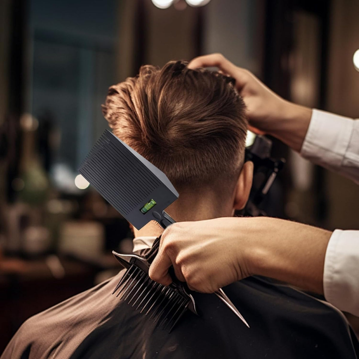 CONGGUAN Men's 2-in-1 Flat Top Guide Comb with Water Leveling for Barber Haircut & Styling