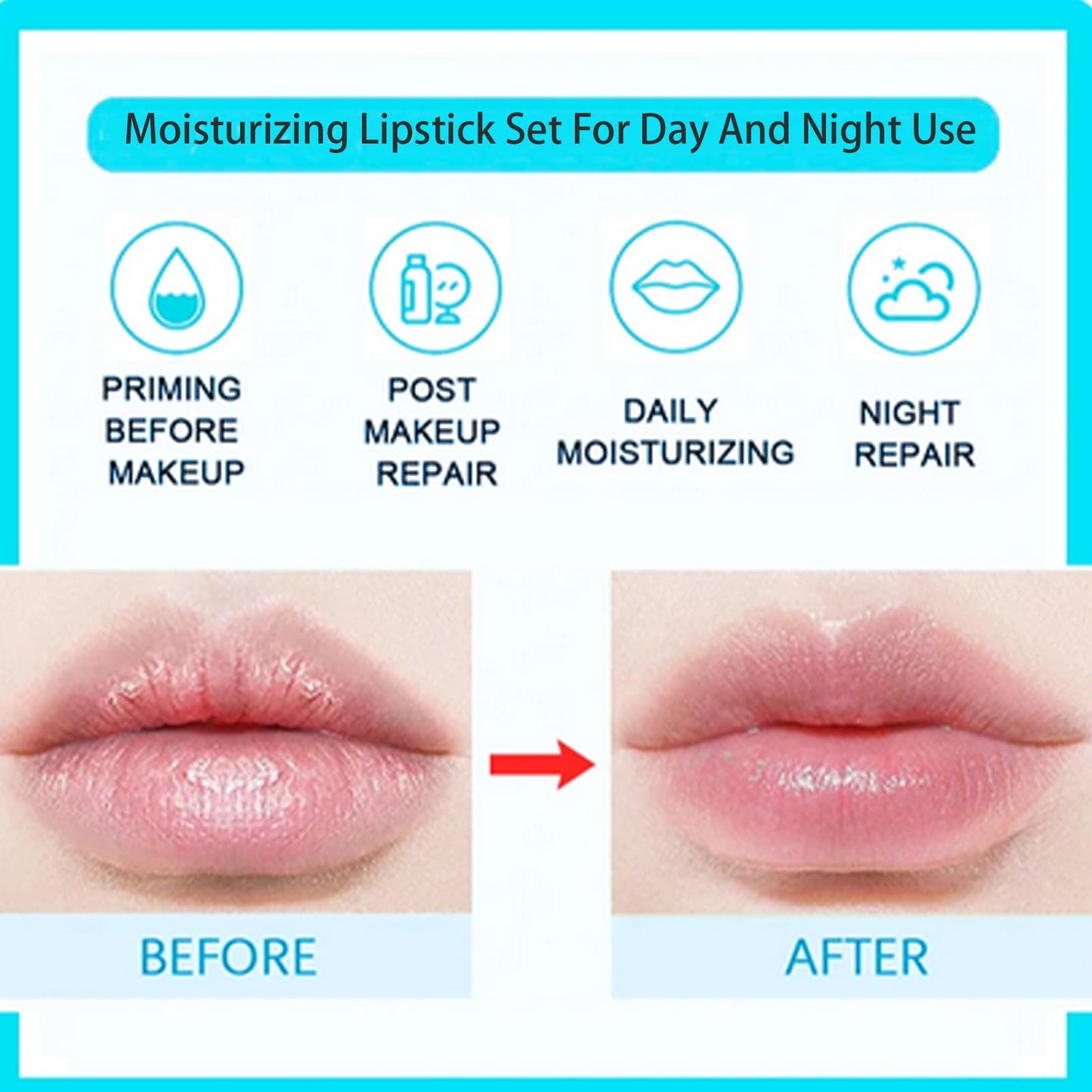 Tianyue Moisturizing lip balm set, 8 lip balm sets, lip balm set, For day and night lip care, Repair dry and peeling lips-Reduce lip lines and wrinkles