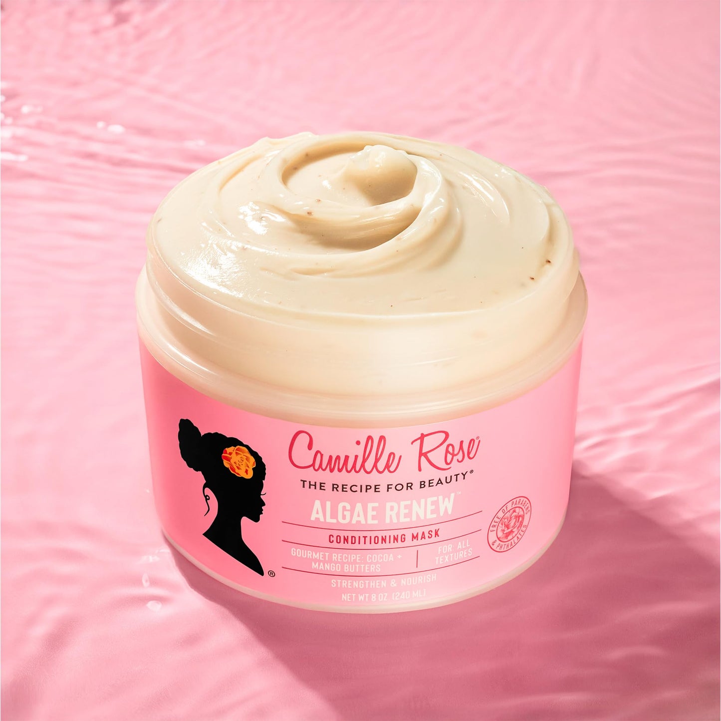 Camille Rose Algae Renew Deep Conditioning Wash Out Hair Mask, For All Hair Types, Nourish and Strengthen, Cocoa and Mango Butter, 240 ml (Pack of 1)