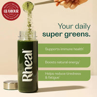 Rheal Clean Greens 150 g, Organic Superfood Greens Powder for Daily Energy & Immunity Support – Certified Organic with Spirulina, Moringa & Wheatgrass – Vegan – 30 Servings, Original