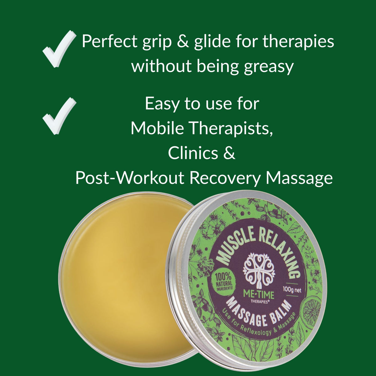 Me-Time Therapies Muscle Relaxing Massage Balm 100 Grams – Professional Muscle Relief Wax for Massage Therapy, Sports Massage, Reflexology and Physiotherapy | Me Time Therapies