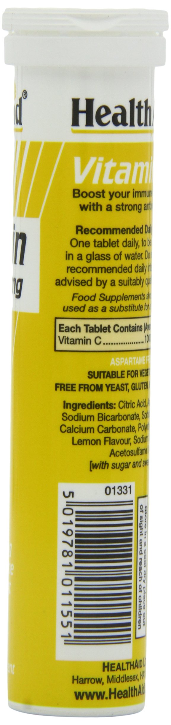 HealthAid Vitamin C 1000mg - Effervescent (Lemon Flavour) - 20 Tablets