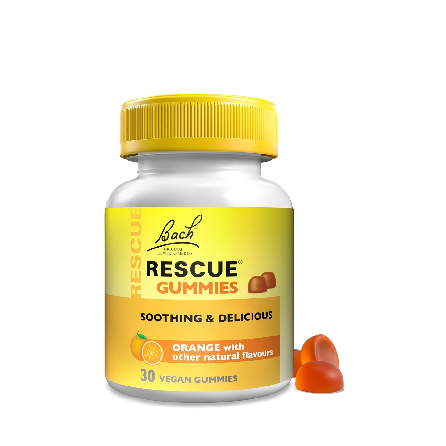 Rescue Gummies with B Vitamins (30 Pack), Contributes Towards Reduction of Tiredness and Fatigue, Vitamin B6 and B12 with Bach Flower Essences, Vegan, Orange Flavoured, 30 Gummies