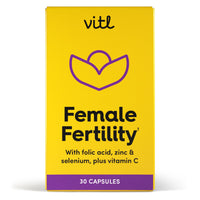 VITL Vitl Female Fertility Supplement - 30 Vegan Capsules - Includes Folic Acid, Vitamin B12 & Zinc - Formulated with 17 Essential Nutrients & Vitamins - Conception Support for Women - 1 Month Supply