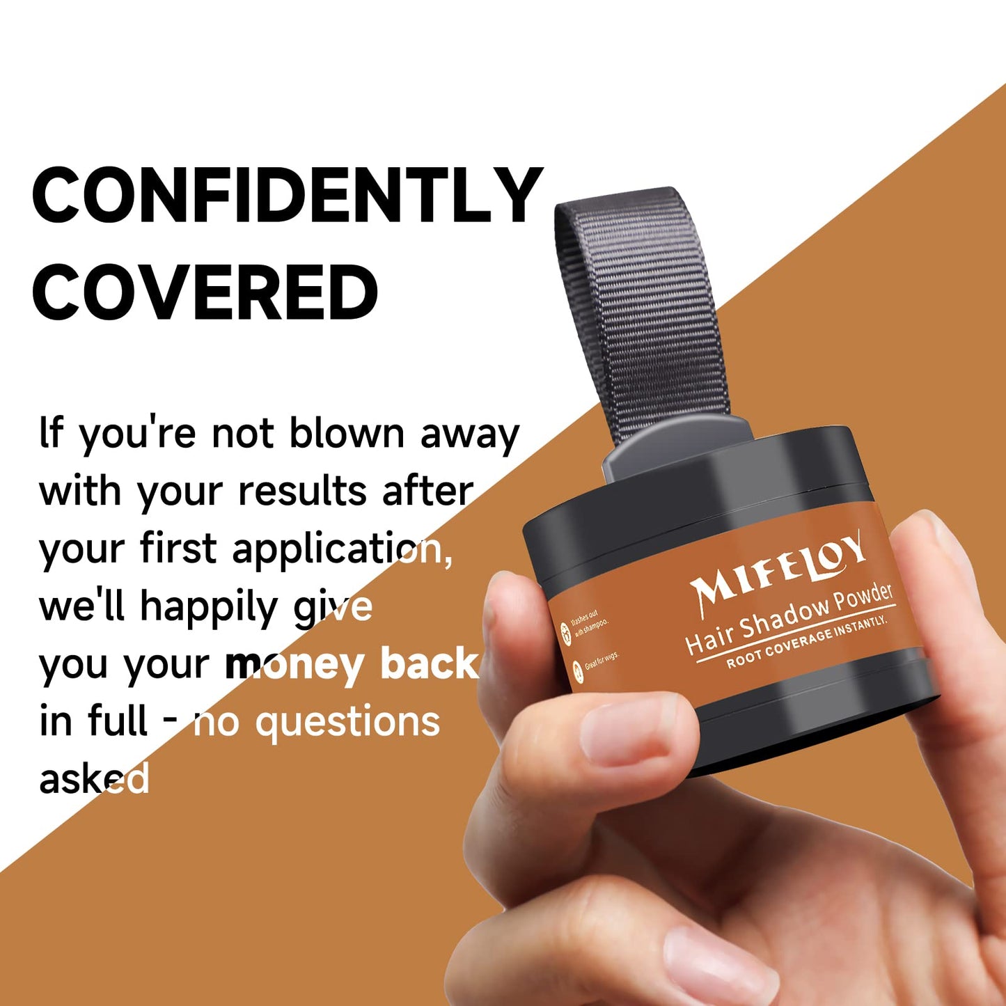MIFELOY 2 Pcs Root Touch Up Powder, Cover Up Hair Color for Grays, Root Coverage, Men Roots Concealer for Beard Line Eyebrow, Women Instantly Shadow Powder for Thinning Grey Hairline, Light Brown