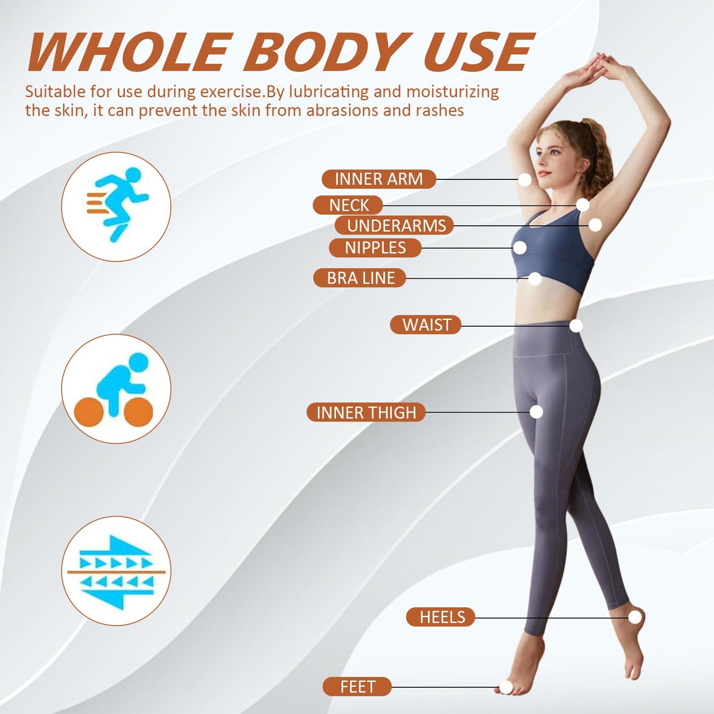 Nadiaen 2 Pack Anti Chafe Balm Chafing Cream, Body Glide, Anti Chafing Stick - Thigh Chafing Prevention Breathable & Sweat Resistant Chub Rub for Heat & Sport 40g