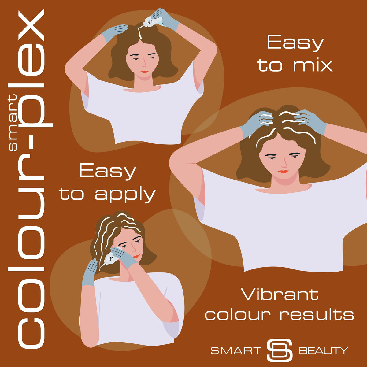 Copper Hair Dye Permanent with Plex Hair Care, PPD free hair dye 100% Grey Hair Coverage hair dye kit Ginger Permanent Hair Colour for women or men Cruelty-Free Vegan Hair Dye Smart Beauty (pack of 3)