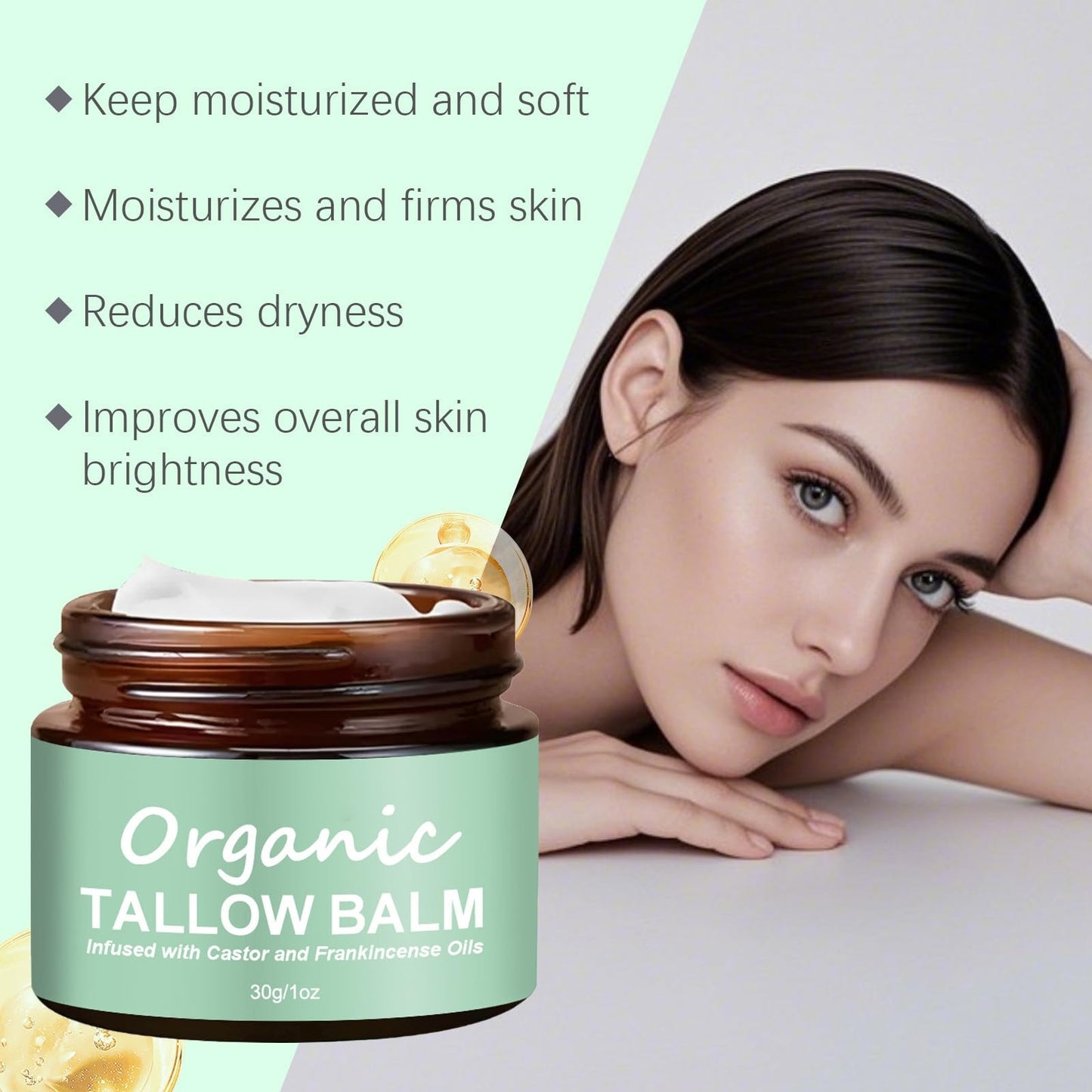 Xinyig Organic Beef Tallow Moisturizer for Skin,Beef Tallow with Frankincense Oil & Castor Oil,Beef Tallow Skin Care,Beef Tallow Honey Balm,Beef Tallow Balm Face Moisturizer,Nourishing and Hydrating