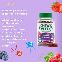 Chewy Vites Adult Gummies Night Support 60 Gummy Vitamins |with 5-HTP,Magnesium, Theanine, Chamomile & Lavender | Non-Melatonin | Herbal Night Support |1 Months Supply | Berry Flavour