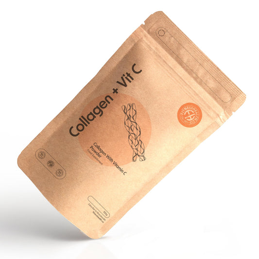 Fitness Health Collagen Powder with Vitamin C 100G - Youthful Looking Skin - Bovine Collagen Hydrolysed - Boost Skin Health - Supplement for Skin