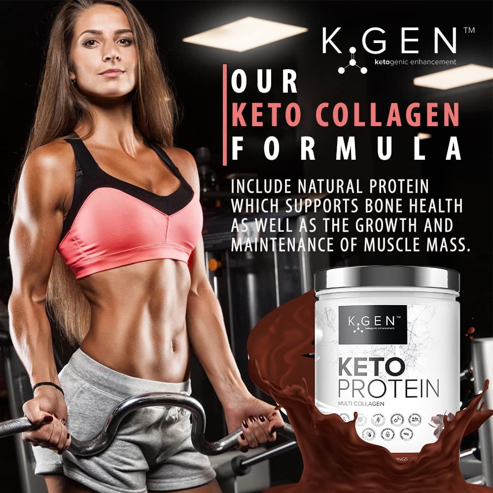 K GEN ketogenic enhancement K-GEN™ Keto Collagen Protein Powder Advanced Salted Caramel Powder with Multi Collagen Blend, Coconut MCT, Vitamin C + B6 Stevia | UK Made for Keto, Paleo & Primal | Free-from: Sugar & Gluten