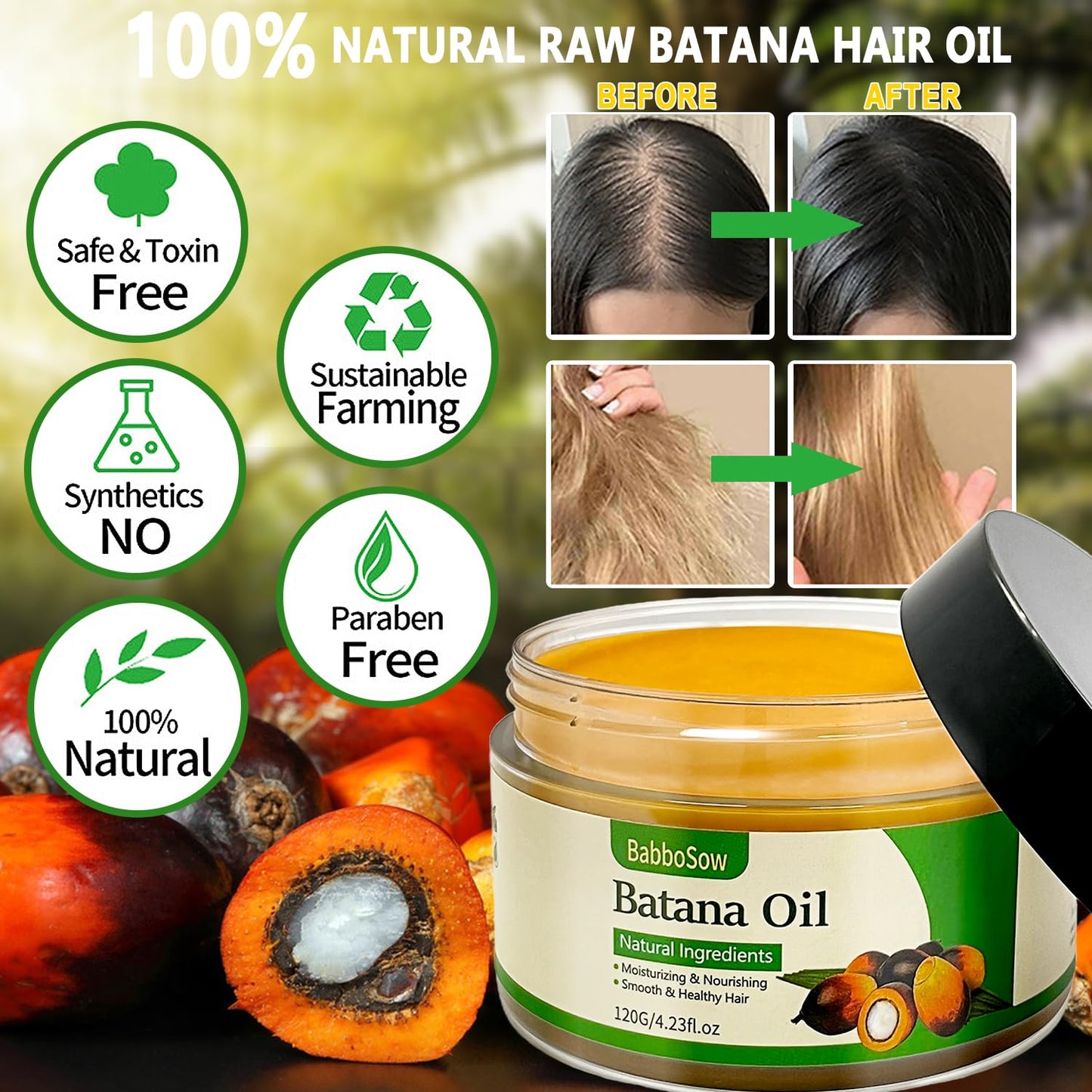 Lxitian 100% Natural Raw Batana Oil for Hair Growth, Dr. Sebi Hair Oil from Honduras, Pure Nourishment Organic, Prevent Hair Loss,Eliminates Split Ends Moisturize Scalp,Restore Hair Masks for Dry Damaged Hair