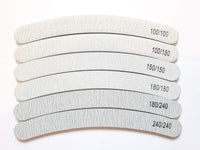 25x Nail Files Zebra Shape CURVED BANANA BOOMERANG Double Sided Emery Board Chose Grit MHD (GRIT 100/180)