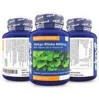 Ginkgo Biloba 6000mg Standardised Leaf Extract, 360 Vegan Tablets with Vitamin B3 and B5. Supports Focus, Mental Performance, and Energy. Vegetarian Society Approved. 12 Months Supply.