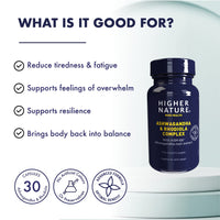 Higher Nature - Ashwagandha & Rhodiola Complex - Reduce Fatigue - Holy Basil Extract - Ashwagandha Capsules - Vegetarian & Vegan - 30 Capsules
