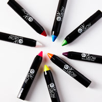 Neon Face Paint Stick by UV Glow - Genuine and original UV Glow product - glows brightly under UV Light! (Set of 8)