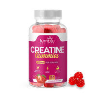 Temple Nutrition NEW Creatine Monohydrate Gummies 5000mg for Men & Women - 120 Chewable Creatine Gummies (1 Months Supply) - Strawberry Flavoured Creatine, Pre Workout Gym Supplement, Suitable for Vegans