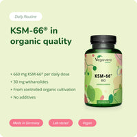 Vegavero Organic Ashwagandha KSM 66 | 600 mg Root Extract Daily | 180 Capsules | 5% Withanolides | Lab-Tested | NO Additives | Vegan