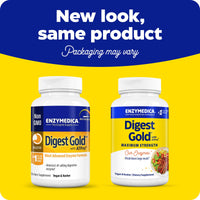Enzymedica Digest Gold, High Potency Digestive Enzymes with ATPro, Supports Digestion of Fats, Protein, Carbs and Fibre, Helps with Occasional Bloating, 90 Vegan Capsules, Gluten Free, Non-GMO