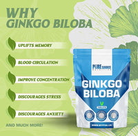 Vegan Ginkgo Biloba 360 Tablets | 6000mg Supplements for Memory & Cognitive Functions | Pure Source Nutrition