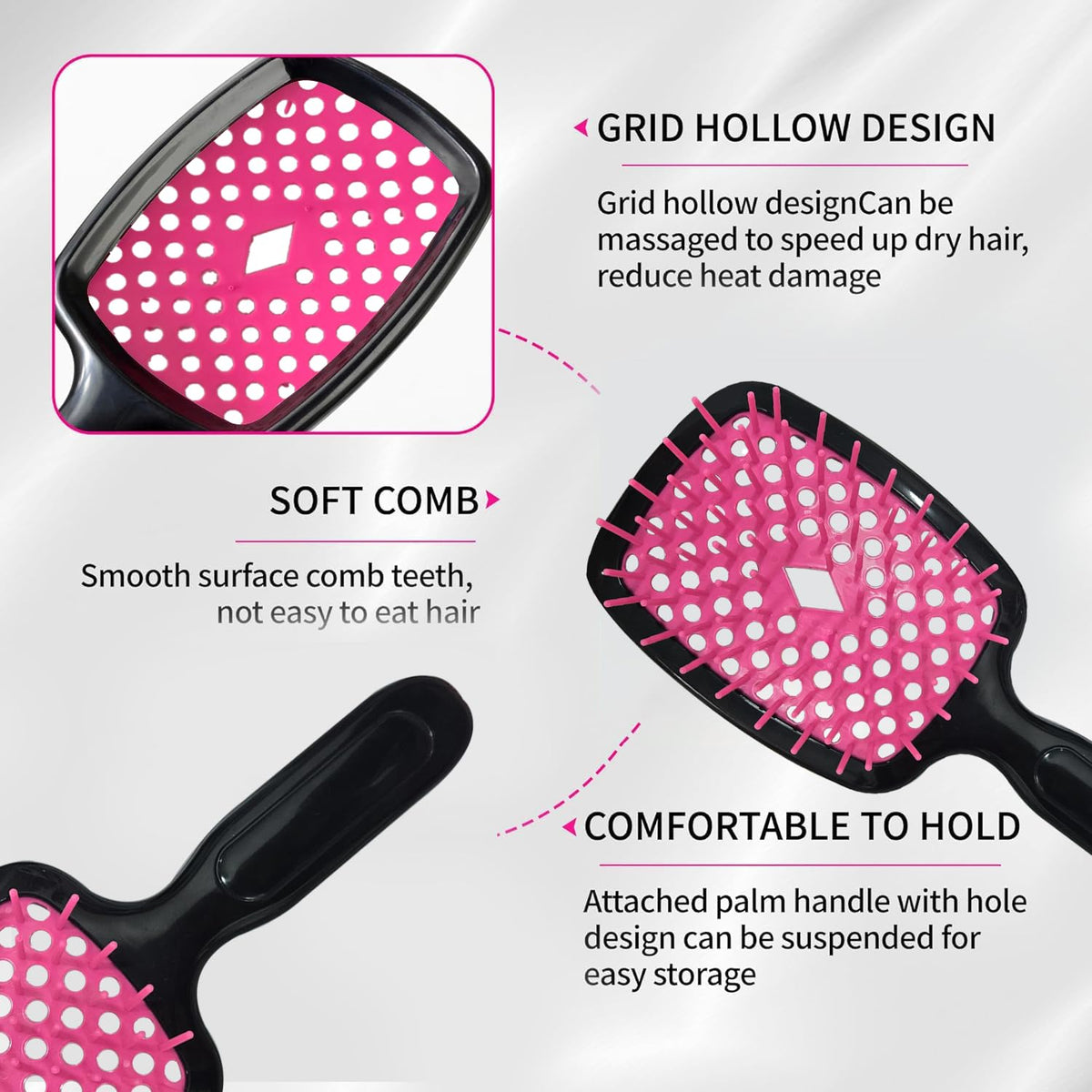 Maxmana Secret Detangler Hair brush,Detangling Brush, Massage Curl Comb for for Women, Men,Girls and Kids for Natural Curly Wet Dry Thick Straight Long Hair (Black Red)