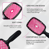 Maxmana Secret Detangler Hair brush,Detangling Brush, Massage Curl Comb for for Women, Men,Girls and Kids for Natural Curly Wet Dry Thick Straight Long Hair (Black Red)