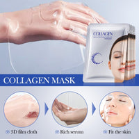 Cureluxe 5PCS Face Care Korean Glass Skin Collagen Mask - Anti-Aging&Anti-Wrinkles Collagen Face Mask - Korean Face Mask with Co-llagen,Hyaluronic Acid,Niacinamide - Kor-ean Skincare Hydrating Face Masks