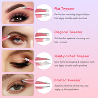 Keiby Citom Tweezers Set for Women, 8Pcs Precision Eyebrow Tweezers, Pink