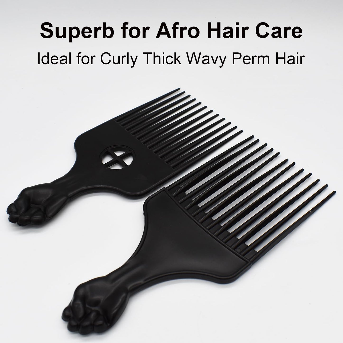ZEROKIWI Professional Afro Pick Comb, Detangling Hairdressing Afro Braiding Rake Comb for Wig Natural African Thick Curly Long Short Hairstyling Men Women Barber Salon Hairstylist Tools (AB)