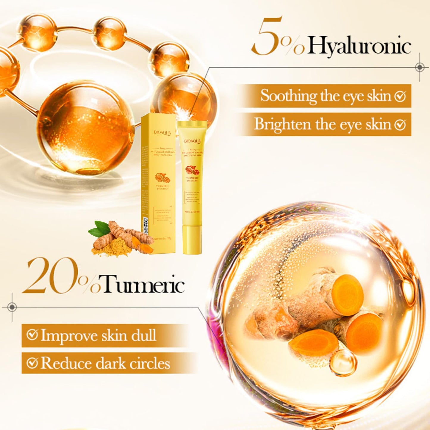 RUICHING Lumibalm Upcircle Eye Cream, Turmeric Eye Cream for Dark Circles and Puffy Eyes, Anti Aging Tightening Reduce Fine Line Under Eye Brightener, Smooth Firm Eye Moisturiser, All Skin Types