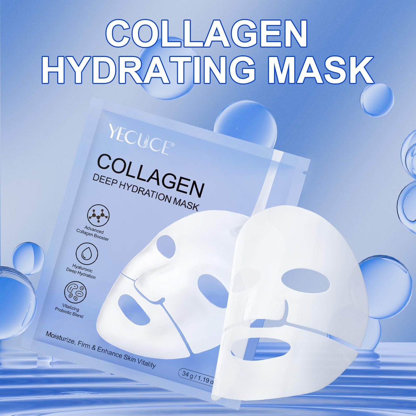 ITSDAWN Collagen Face Mask, Deep Collagen Anti Wrinkle Lifting Mask Collagen Mask Overnight, 6 Pack
