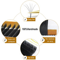 QUEWEL Easy Fan Russian Lashes 0.07D Curl Mix 8-15mm 2D-20D Volume Lash Extensions Self Fanning Automatic Blooming
