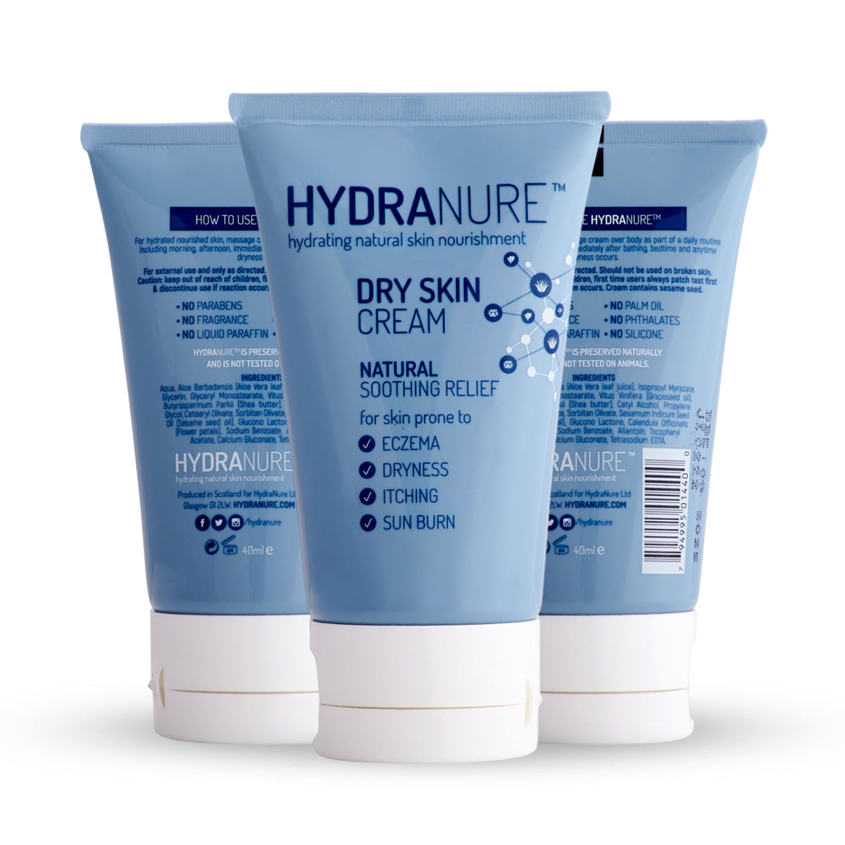 HYDRANURE HydraNure Natural Organic Eczema Cream & Treatment for Babies & Adults-Cools Soothes Repairs & Protects Baby's Skin by Parents for Baby Eczema & Dry Itchy Skin Adult Eczema Psoriasis Sunburn (120ml)