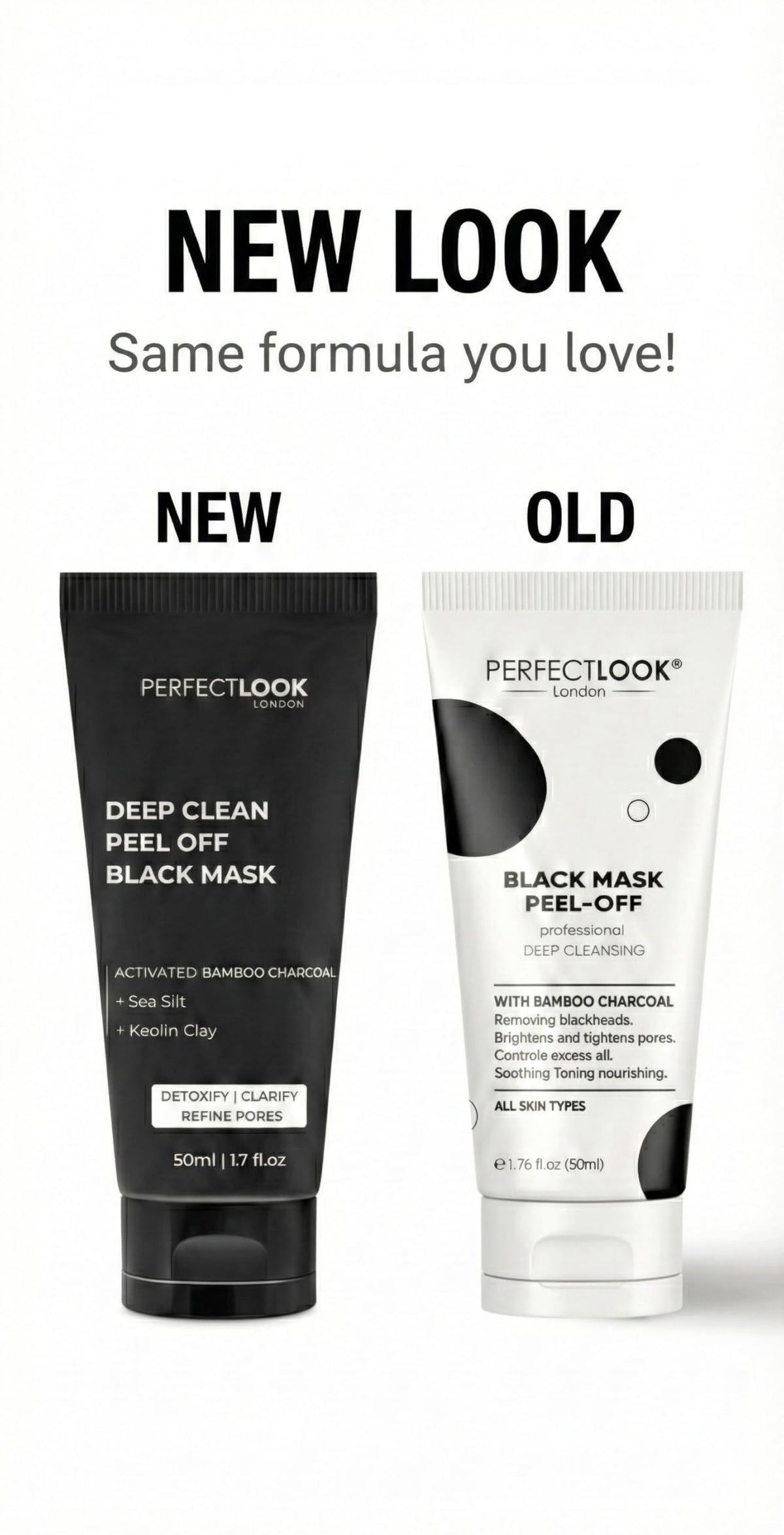 PERFECT LOOK LONDON Perfect Look London Peel-Off Face Mask for Blackhead Remover & Acne – Deep Pore Cleanser with Bamboo Charcoal & Kaolin – Unclogs Pores & Controls Oil