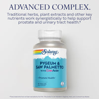 SOLARAY Pygeum and Saw Palmetto with CranActin - Prostate Health Supplement with Pygeum Bark, Saw Palmetto Extract and Cranberry Extract, Lab Verified, 60-Day Guarantee (15 Servings, 90 VegCaps)