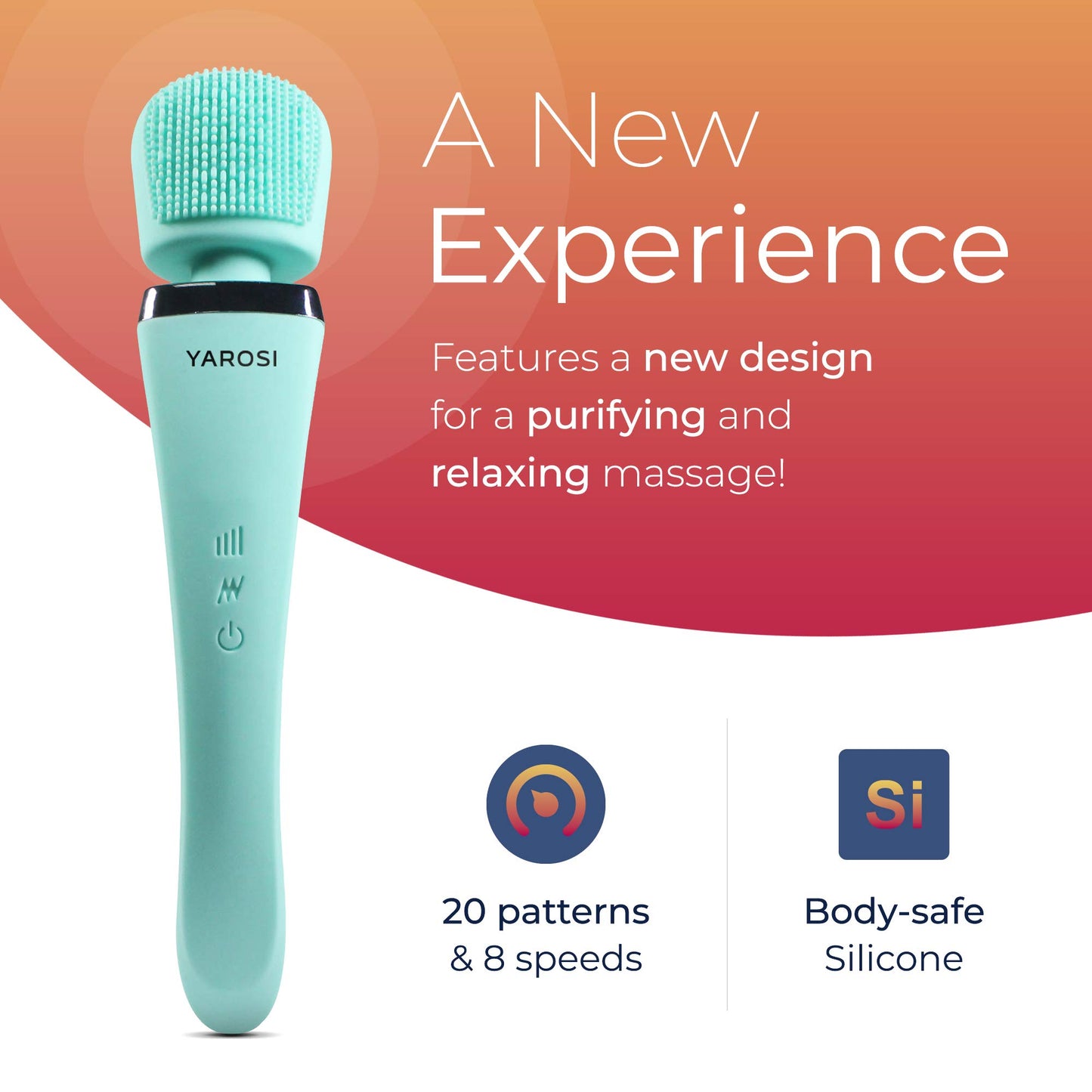 Yarosi Wireless Curve Brush Therapeutic Device Waterproof Version - 8 Powerful Speeds and 20 Patterns - for Muscle Aches and Sports Recovery - Rechargeable - Travel Friendly - Green
