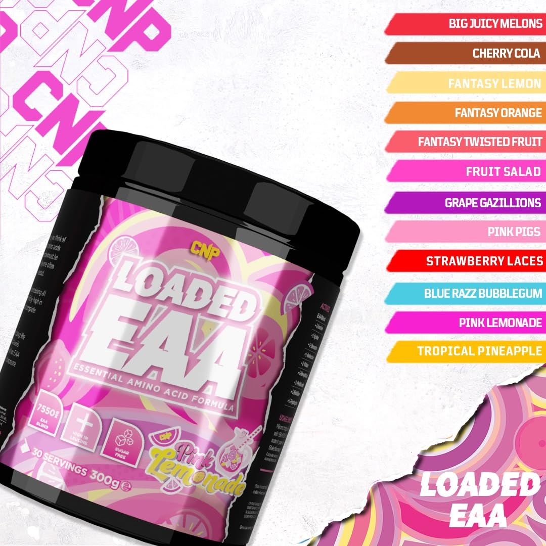 CNP Professional Loaded EAAs, Essential Amino Acids, BCAAs, Muscle Repair & Recovery Powder, 300g / 100g and 30/10 Servings, 12 Delicious Flavours (Pink Lemonade, 300g)