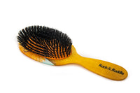 Rock & Ruddle Natural Pure Boar Bristle Hair Brush for Women and Kids (Large, 21cm) - Perfect for Wet or Dry Hair, Detangling Smoothing Blowdrying - Made in UK - Lion