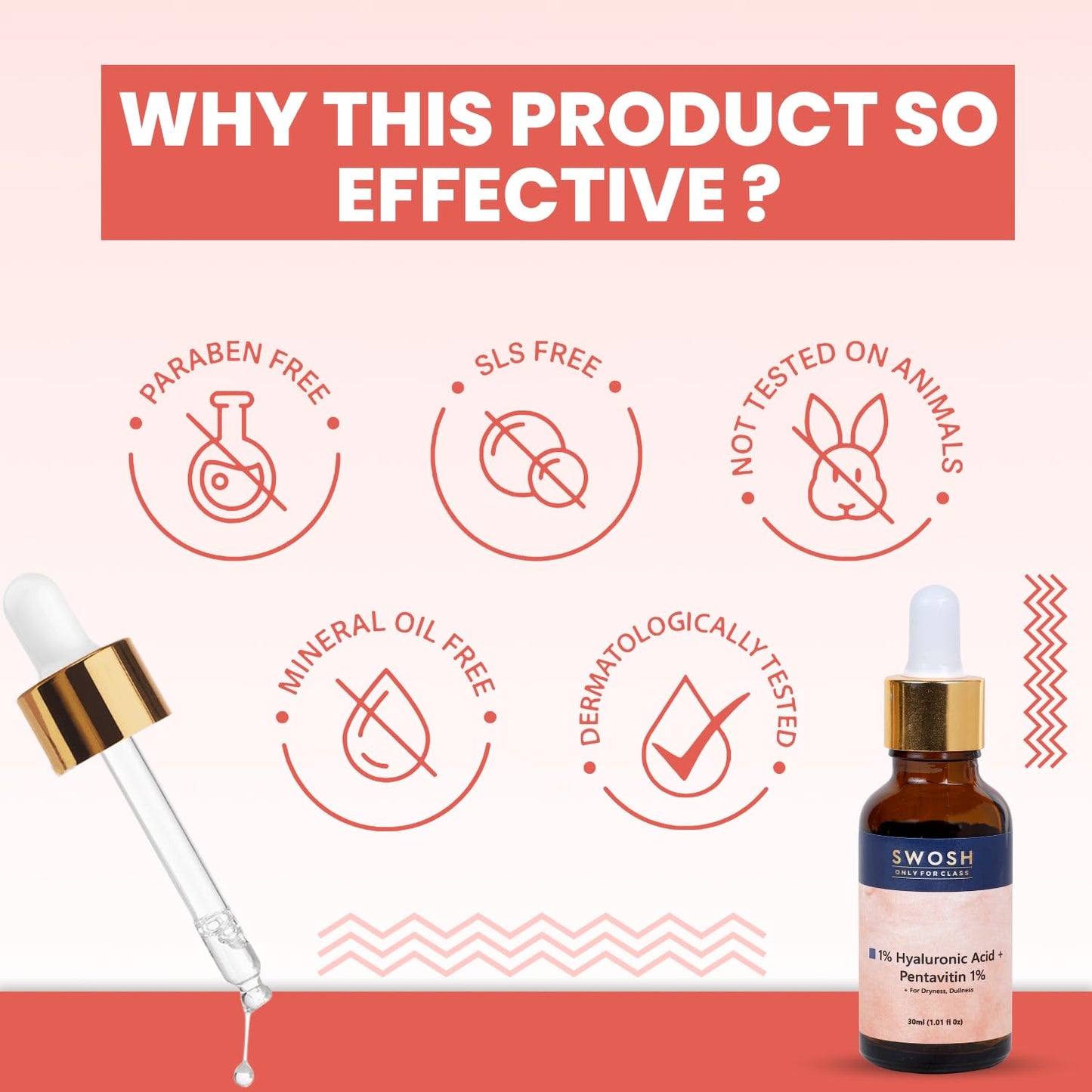 SWOSH 1% Hyaluronic Acid Serum 30 ML Lightweight & Hydrating Serum For Intense Hydration(Normal To Dry SKIN) With Glycerine and Aloe Vera For Skin Illumination