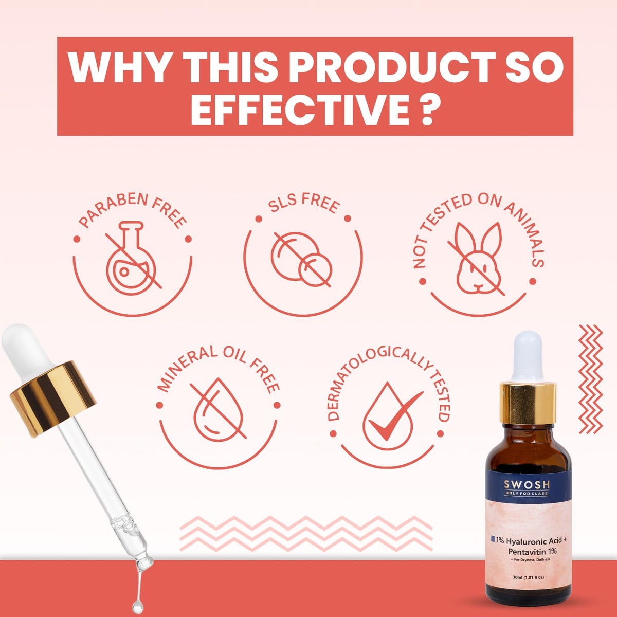 SWOSH 1% Hyaluronic Acid Serum 30 ML Lightweight & Hydrating Serum For Intense Hydration(Normal To Dry SKIN) With Glycerine and Aloe Vera For Skin Illumination