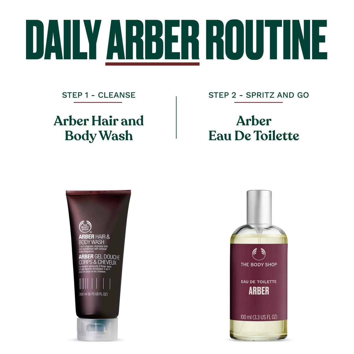 The Body Shop Arber Hair & Body Wash (1x 200ml), 2-in-1 Shampoo & Body Wash for Men, Sensual Woody Scent with Lime, Coriander & Sandalwood