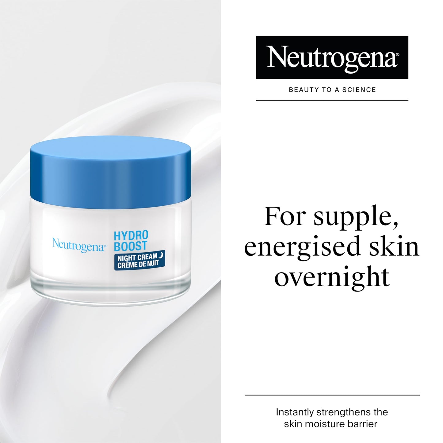 Neutrogena Hydro Boost Night Face Cream (1x 50ml), Night Cream with Hyaluronic Acid, Advanced Hydration for 72 Hours, Suitable for All Skin Types Including Sensitive