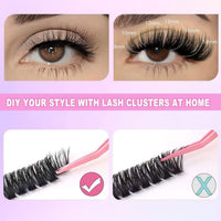 SIISTAS Fluffy Individual Eyelashes Kit 546Pcs Clusters Lashes 60D+80D+100D D Curl Thick Lash CLusters with Lash Bond and Seal Tweezers DIY Lash At Home Look Like Eyelash Extensions(60+80+100kit)