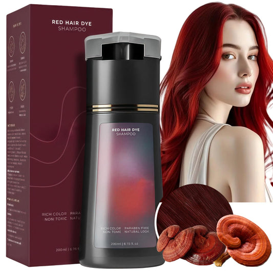 BigyQiu Polar Hair Dye Shampoo,Hair Colour Shampoo Care,Instant Dye Sh-ampoo,Ha-ir D-ye Shamp-oo,Natural Plant H-air Dy-e Sha-mpoo,3 In 1 H-air Dy-e Permanent,Colour Sham-poo to Cover Grey Ha-ir,Red