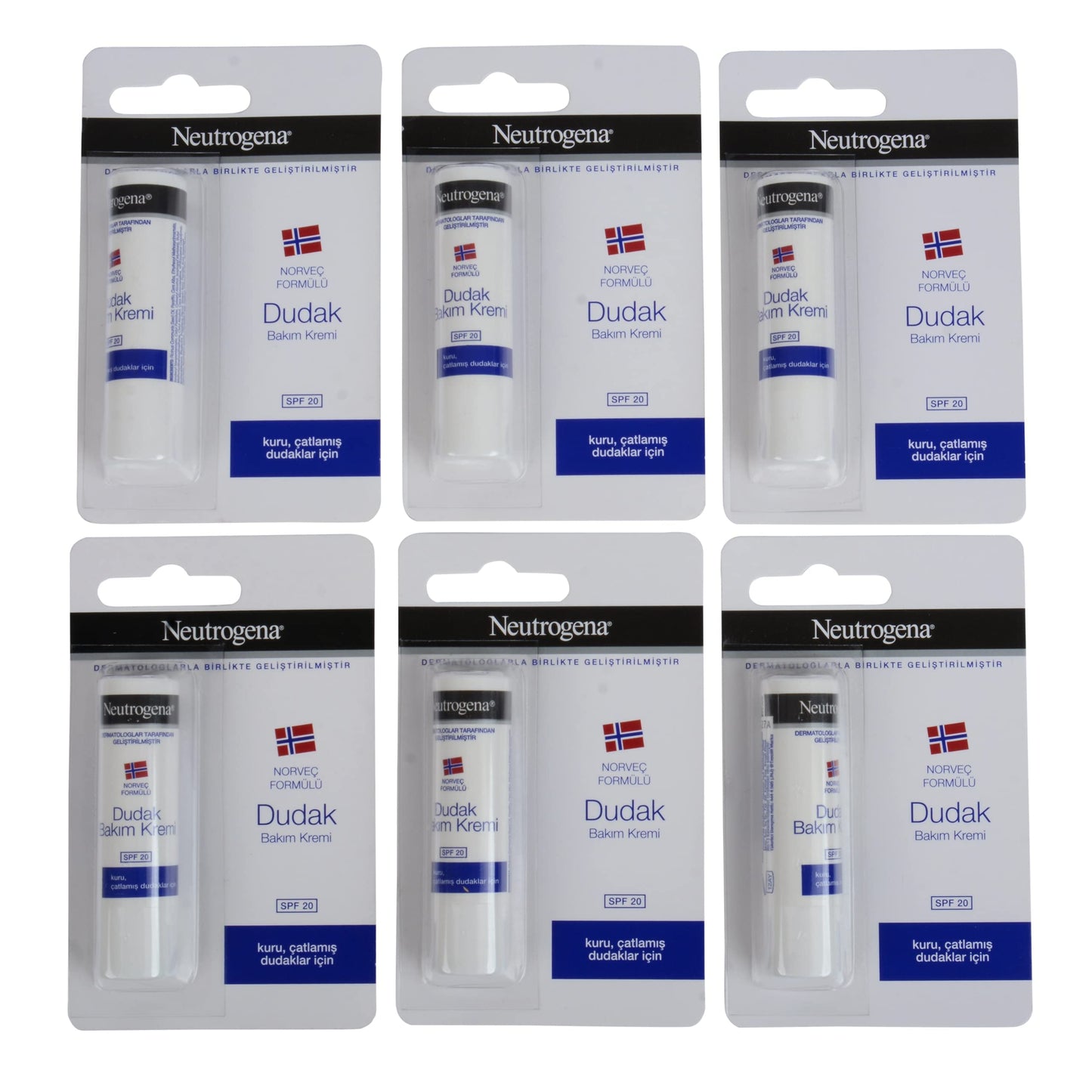 Neutrogena Lipcare Stick Norwegian Formula, for Dry and Chapped Lips, Lip Care.4.8g (Pack of 6)
