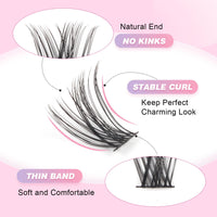 Glowing Win Individual Lashes DIY Lash Extensions Kit with Lash Bond&Seal and Tweezers 144PCS Cluster Lashes Set Reusable False Eyelash Extensions Natural Look Mix 8-16mm C D Curl Strip Eye Lashes