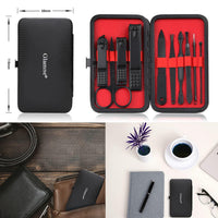 GLAMNE Glamne Manicure Set Nail Clippers Kit Professional Stainless Steel Nail Care Tools with Leather Travel Case 10 in 1 Black