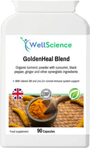 Wellscience WellScience GoldenHeal Blend: Immune Support, Anti-Inflammatory, and Digestive Health - Organic Turmeric, Curcumin, Black Pepper, Ginger & Cayenne