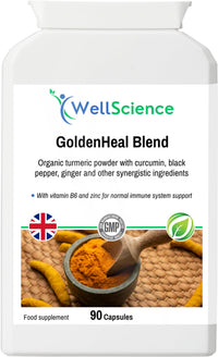 Wellscience WellScience GoldenHeal Blend: Immune Support, Anti-Inflammatory, and Digestive Health - Organic Turmeric, Curcumin, Black Pepper, Ginger & Cayenne